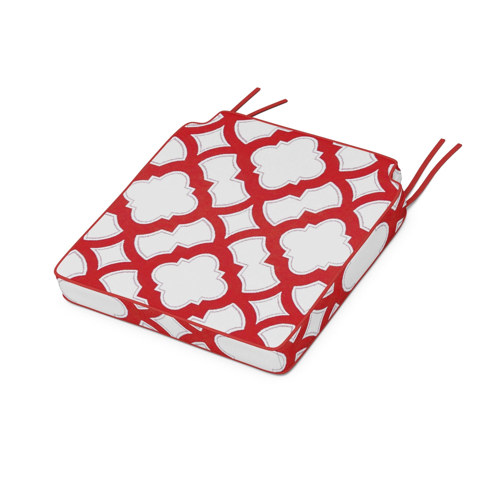 POLYWOOD Acadia Dining Side Seat Cushion — Trellis Crimson
