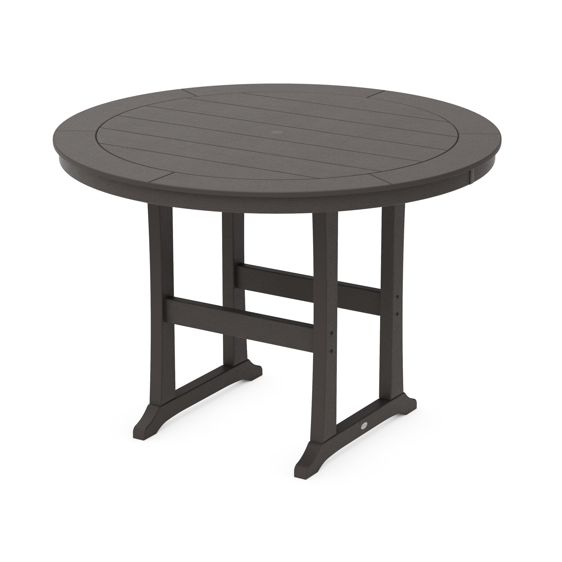 POLYWOOD Nautical Trestle 60" Round Bar Table — Vintage Coffee