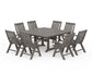POLYWOOD Vineyard Folding Chair 9-Piece Square Dining Set with Trestle Legs — Driftwood