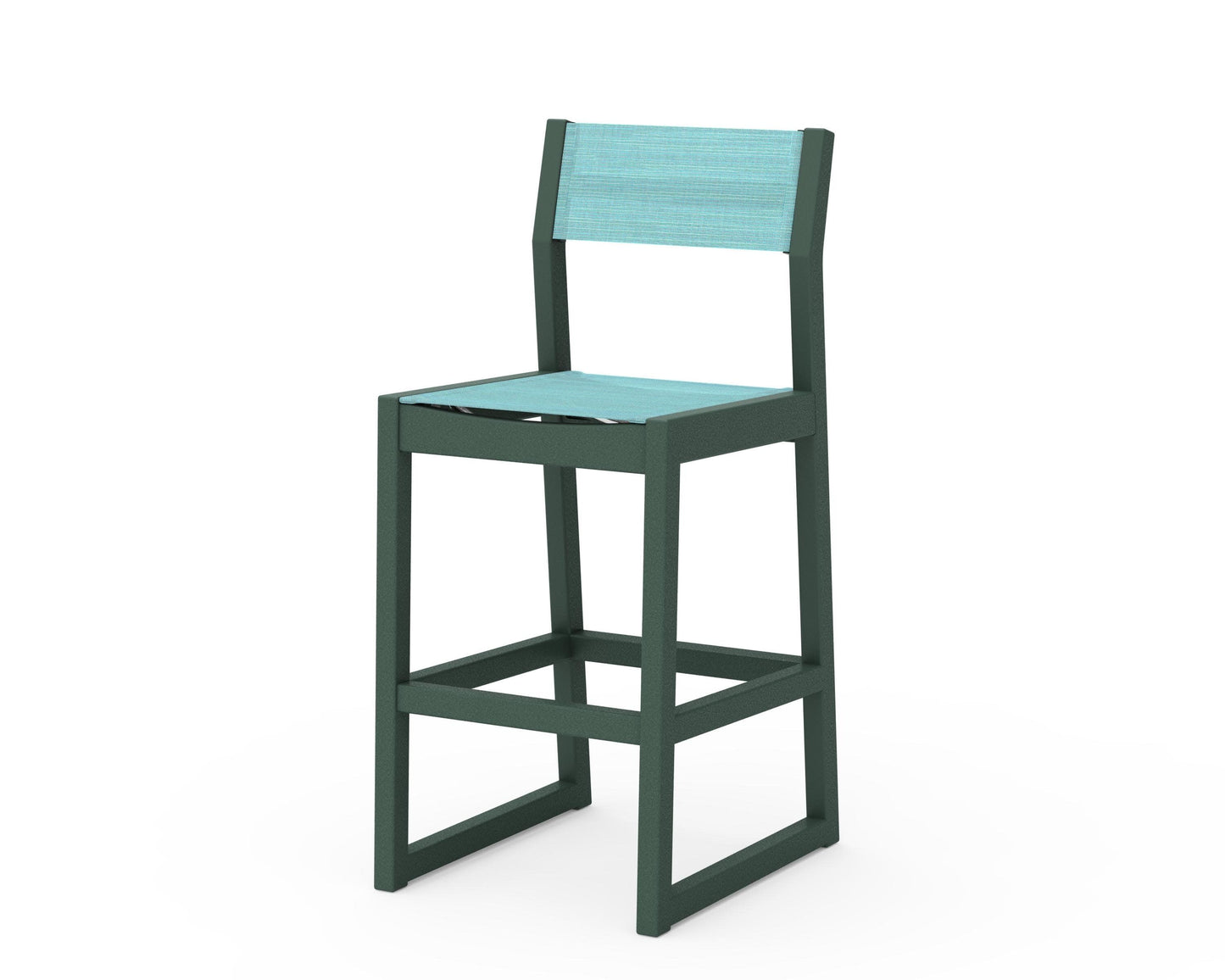POLYWOOD EDGE Sling Bar Side Chair — Green / Dupioni Aquamarine Sling