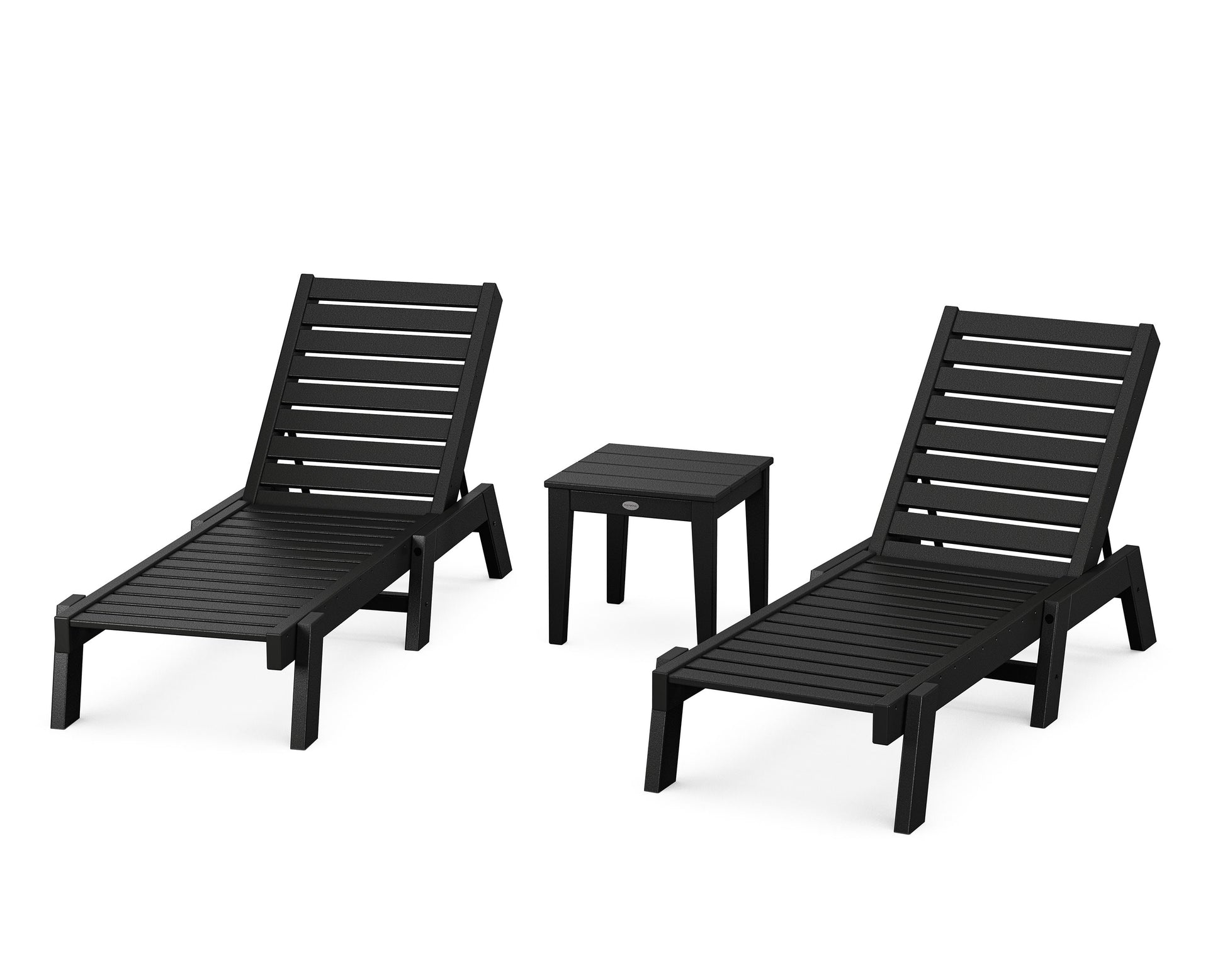 POLYWOOD Captain Chaise 3-Piece Set — Black