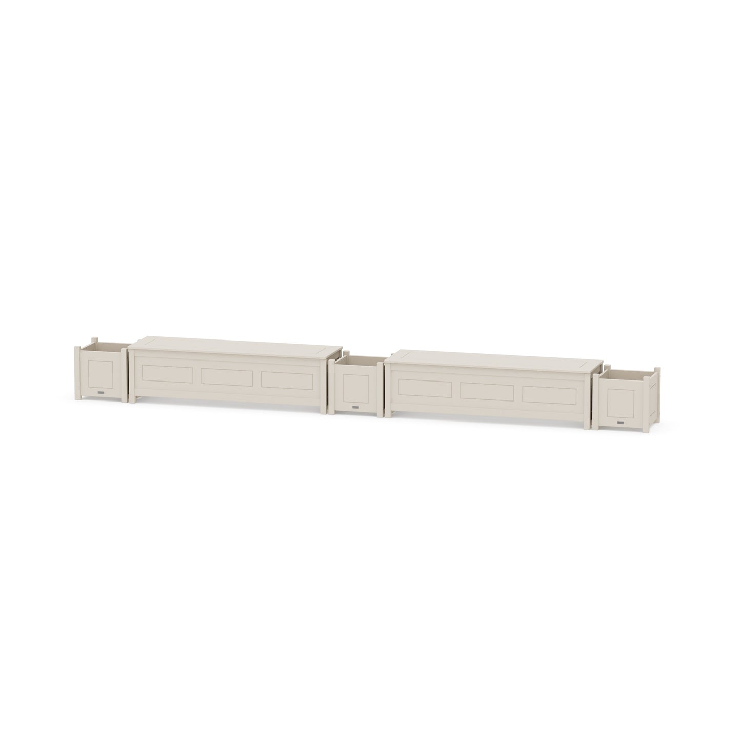POLYWOOD 60" Country Living Straight Double Planter Storage Bench Set — Sand