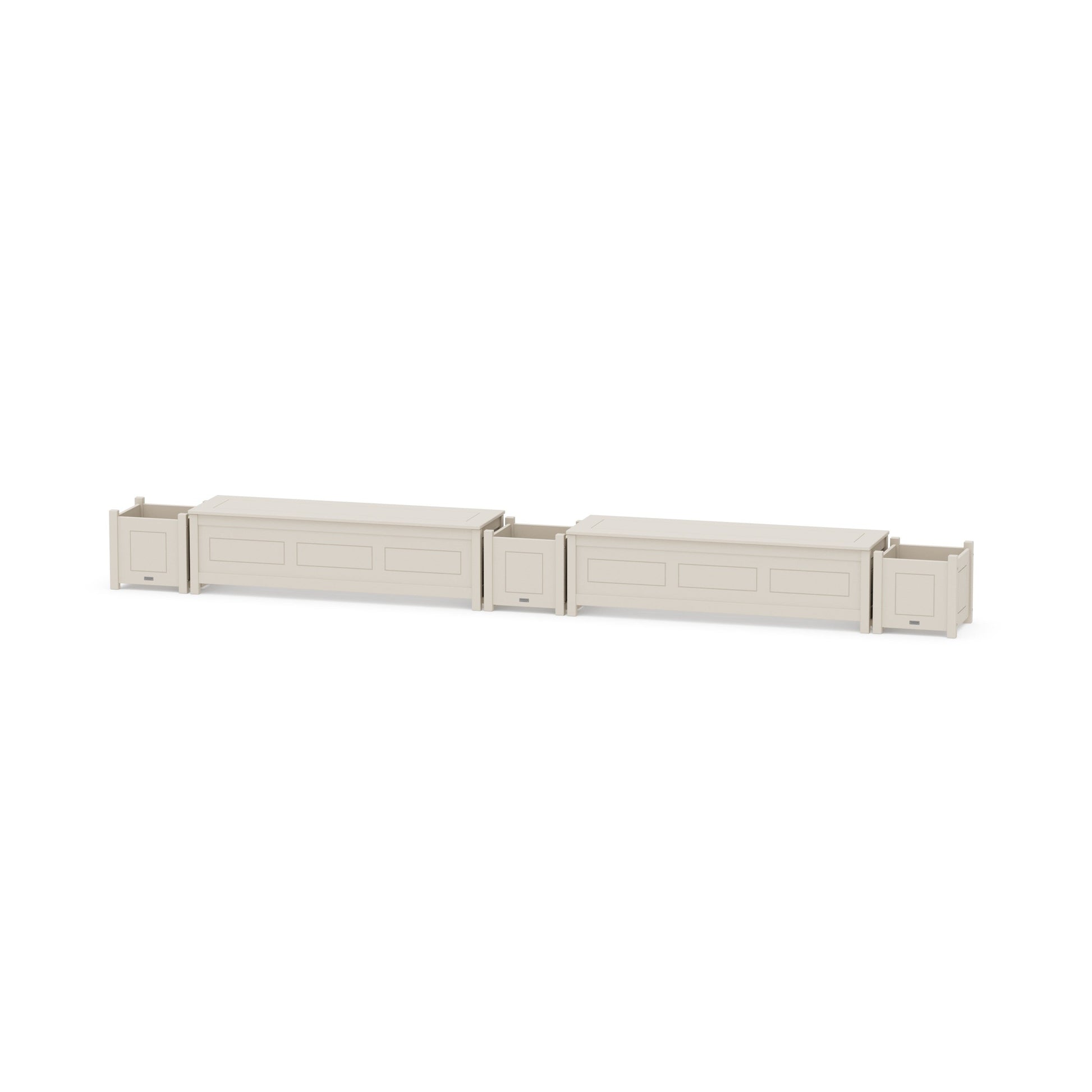 POLYWOOD 60" Country Living Straight Double Planter Storage Bench Set — Sand
