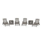 POLYWOOD Chinoiserie 6-Piece Chaise Set with Umbrella Stand Accent Table — Driftwood