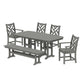 POLYWOOD Chippendale 6-Piece Dining Set with Bench — Slate Grey