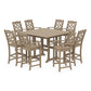 POLYWOOD Chinoiserie 9-Piece Square Farmhouse Side Chair Bar Set with Trestle Legs — Vintage Sahara