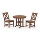 POLYWOOD Braxton Side Chair 3-Piece Round Dining Set — Teak