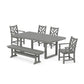 POLYWOOD Chippendale 6-Piece Dining Set with Bench — Slate Grey