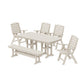 POLYWOOD Nautical Highback 6-Piece Dining Set with Bench — Sand