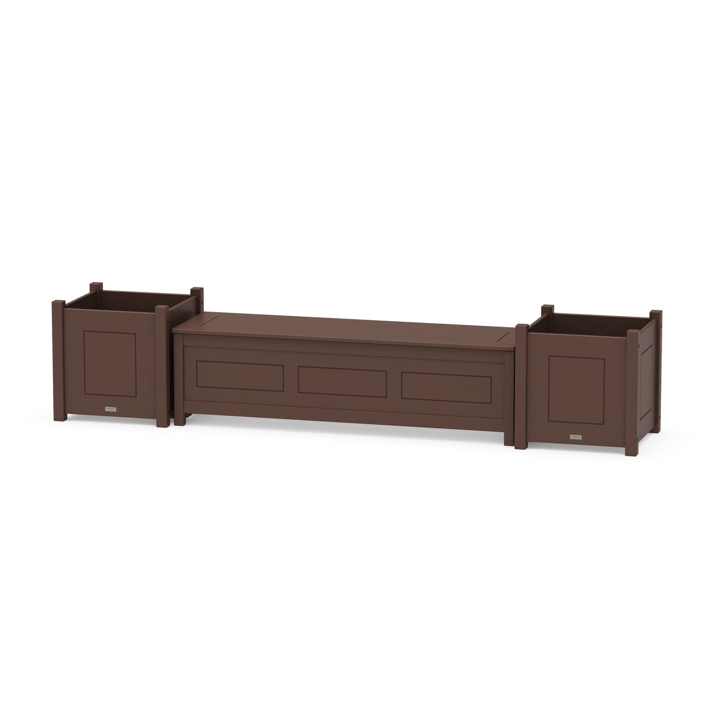 POLYWOOD 60" Country Living Straight Planter Storage Bench Set- Large — Mahogany