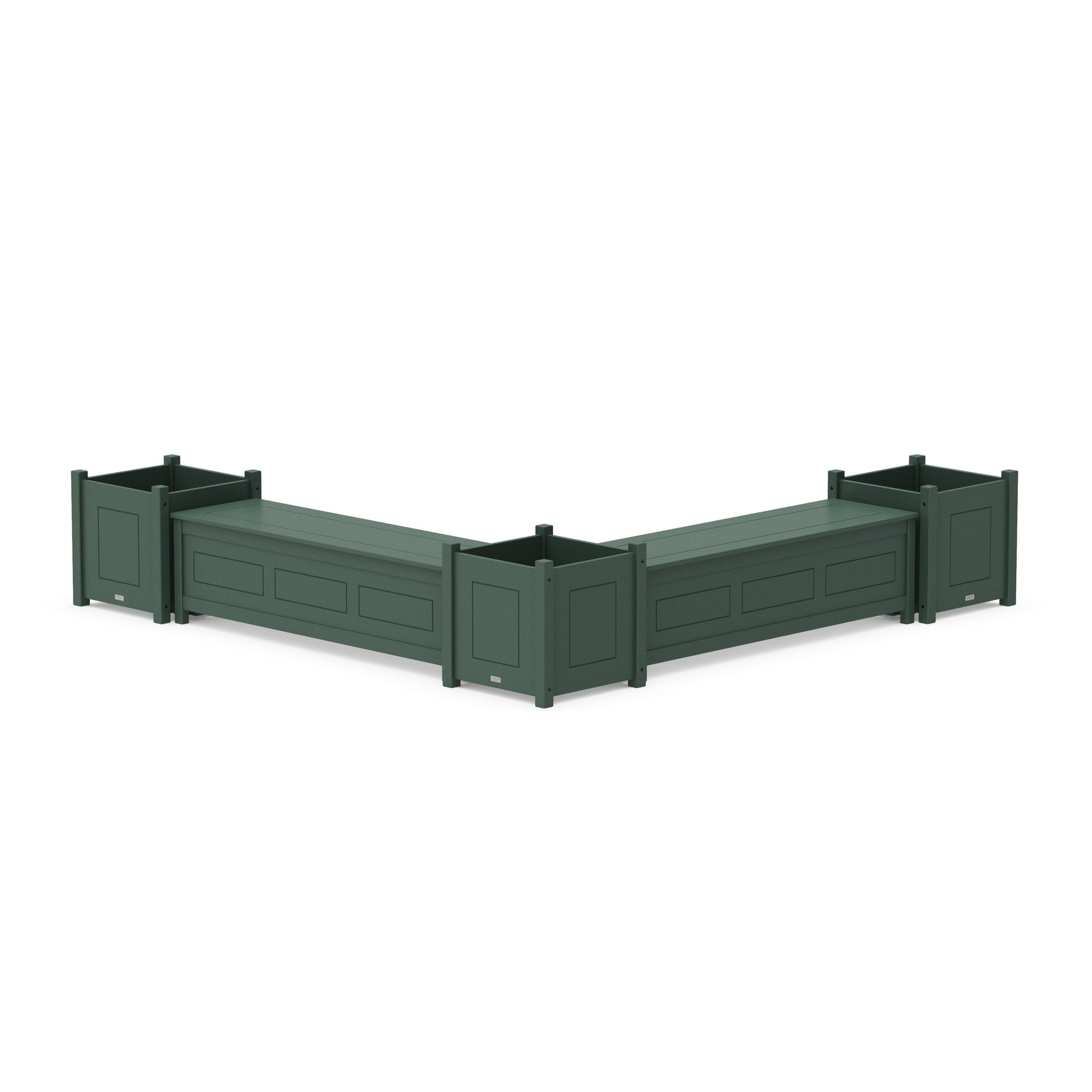 POLYWOOD 60" Country Living L- Shaped Planter Storage Bench Corner Set- Large — Green
