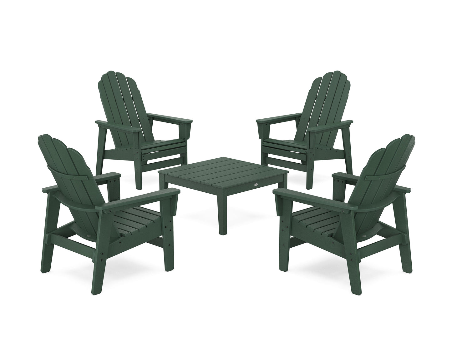 POLYWOOD 5-Piece Vineyard Grand Upright Adirondack Chair Conversation Group — Green