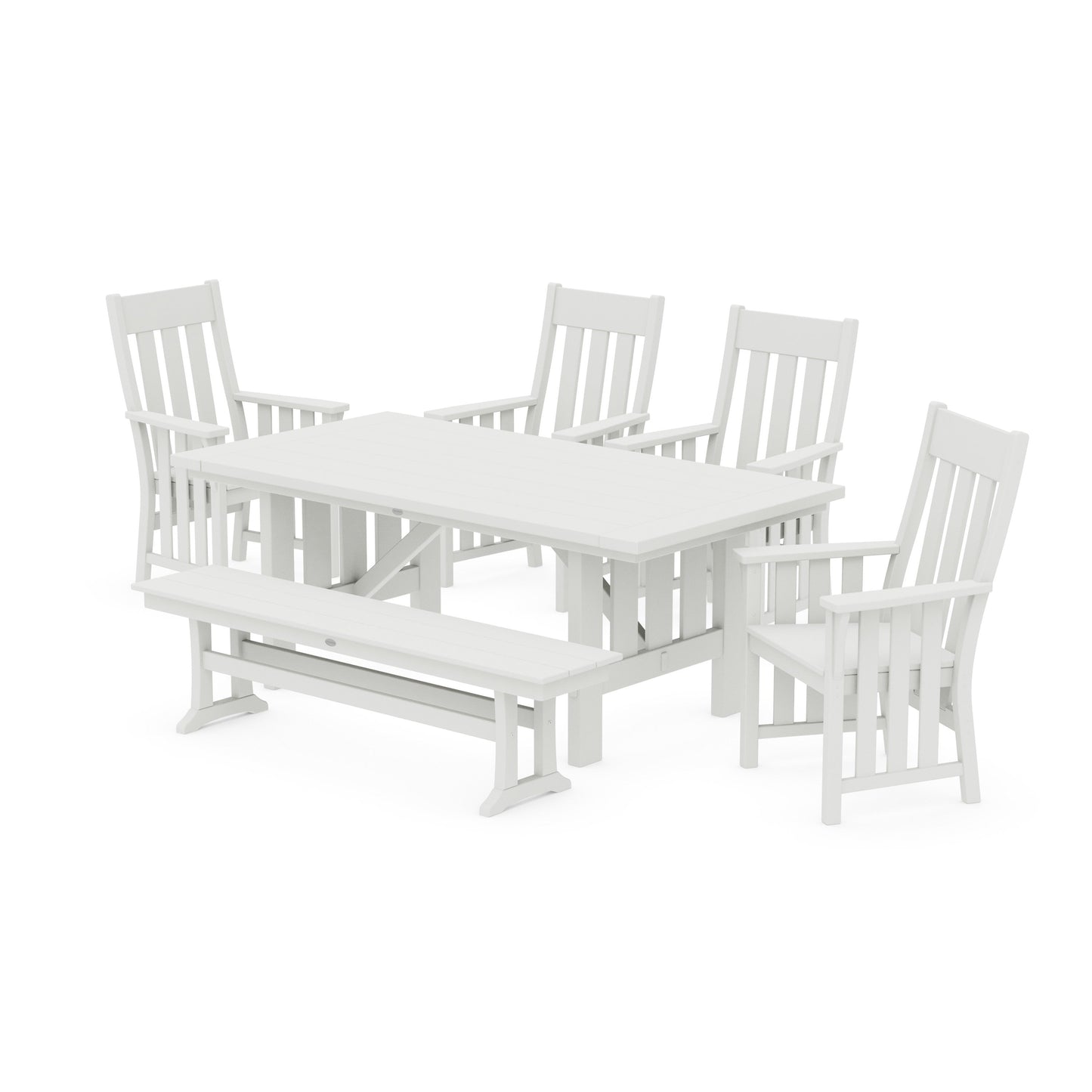 POLYWOOD Acadia 6-Piece Dining Set with Bench — Vintage White
