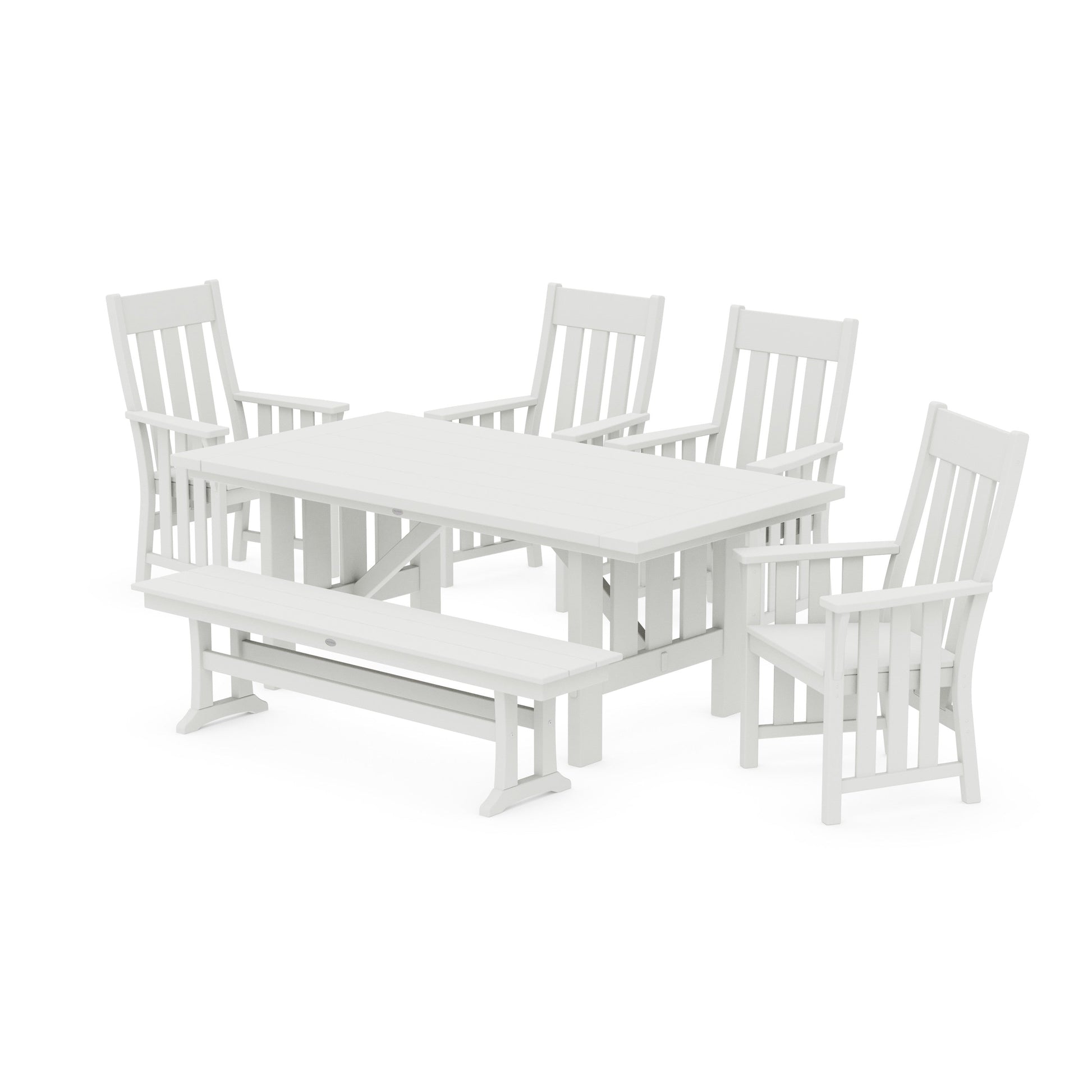 POLYWOOD Acadia 6-Piece Dining Set with Bench — Vintage White