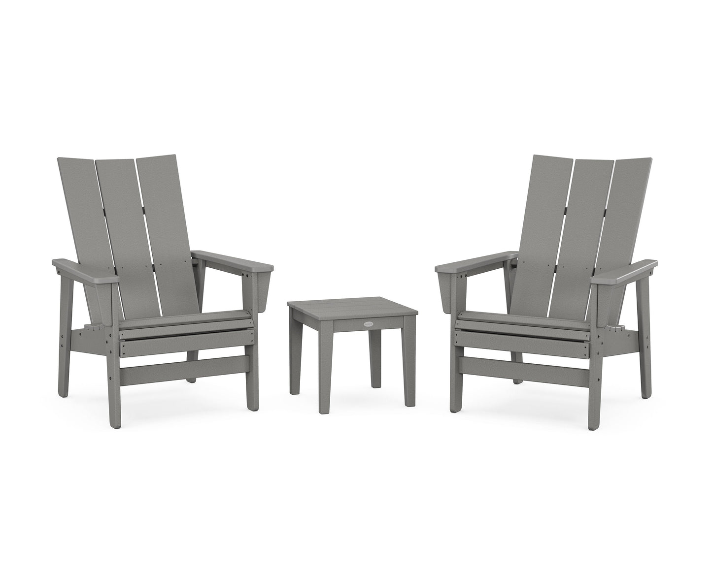 POLYWOOD 3-Piece Modern Grand Upright Adirondack Set — Slate Grey