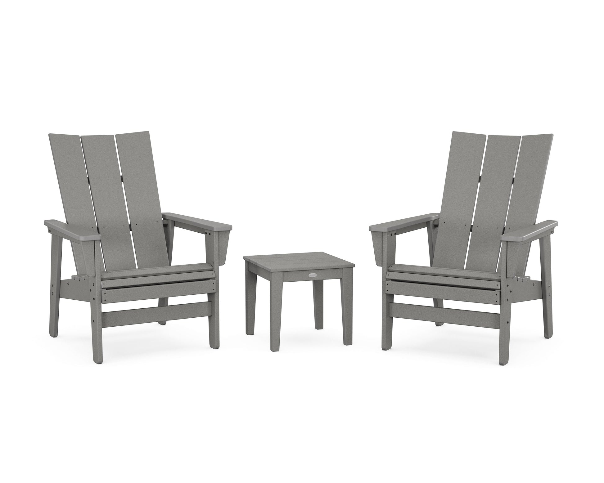 POLYWOOD 3-Piece Modern Grand Upright Adirondack Set — Slate Grey