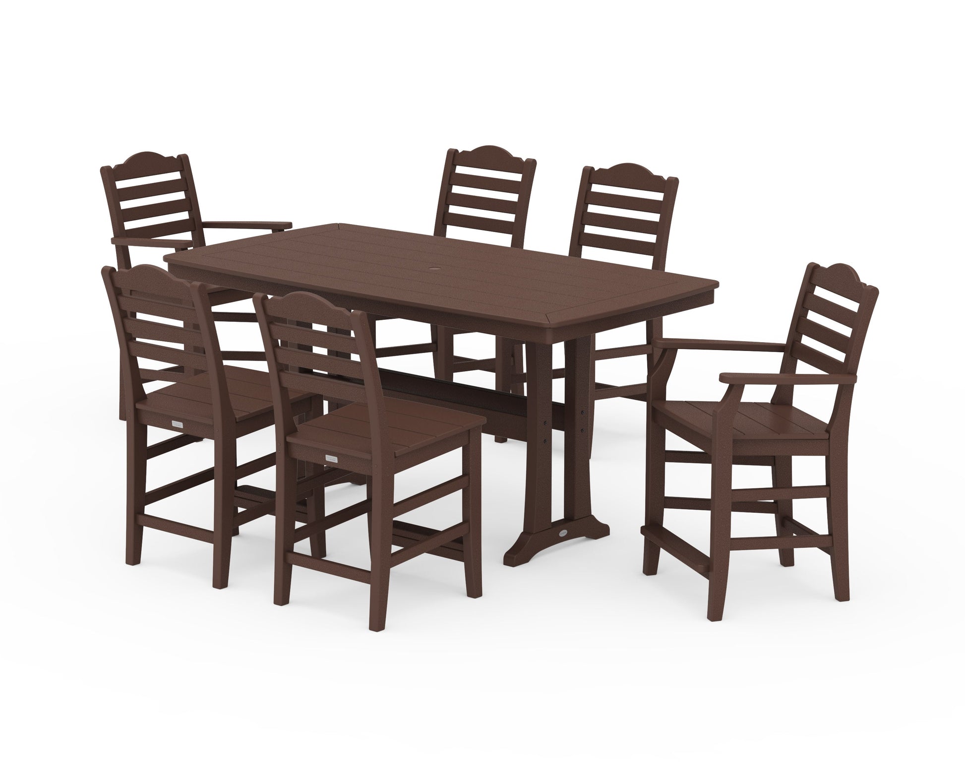 POLYWOOD Savannah 7-Piece Counter Set with Trestle Legs — Mahogany