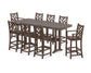 POLYWOOD Chippendale 9-Piece Bar Set with Trestle Legs — Mahogany