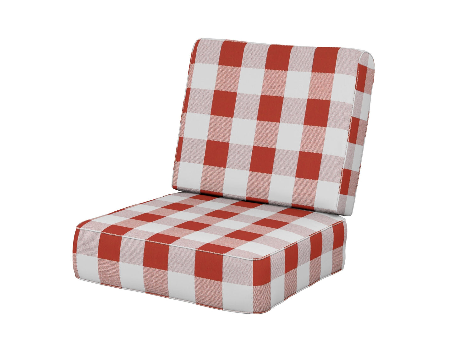 POLYWOOD Ateeva Harbour Seat and Back Cushion — Buffalo Plaid Crimson