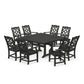 POLYWOOD Chinoiserie 9-Piece Square Farmhouse Dining Set with Trestle Legs — Black