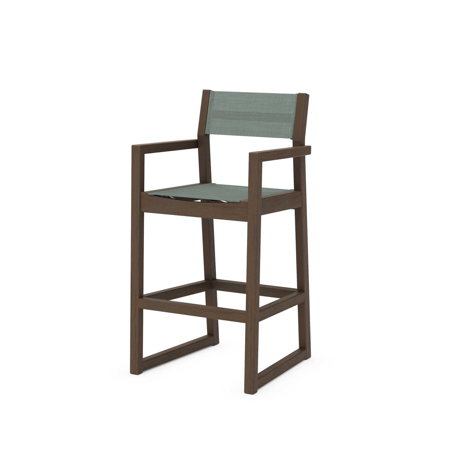 POLYWOOD EDGE Sling Bar Arm Chair — Kona / Dupioni Sea Mist Sling