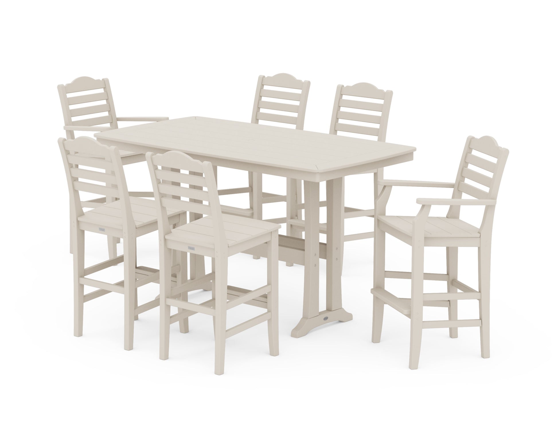 POLYWOOD Savannah 7-Piece Bar Set with Trestle Legs — Sand
