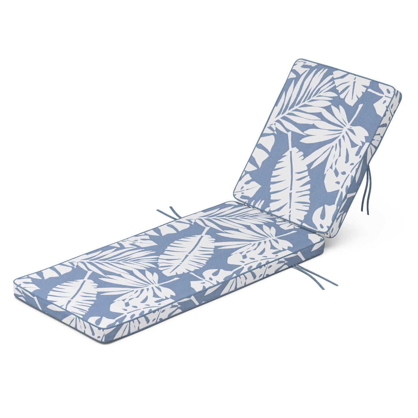 POLYWOOD Acadia Chaise Cushion — Leaf Sky Blue