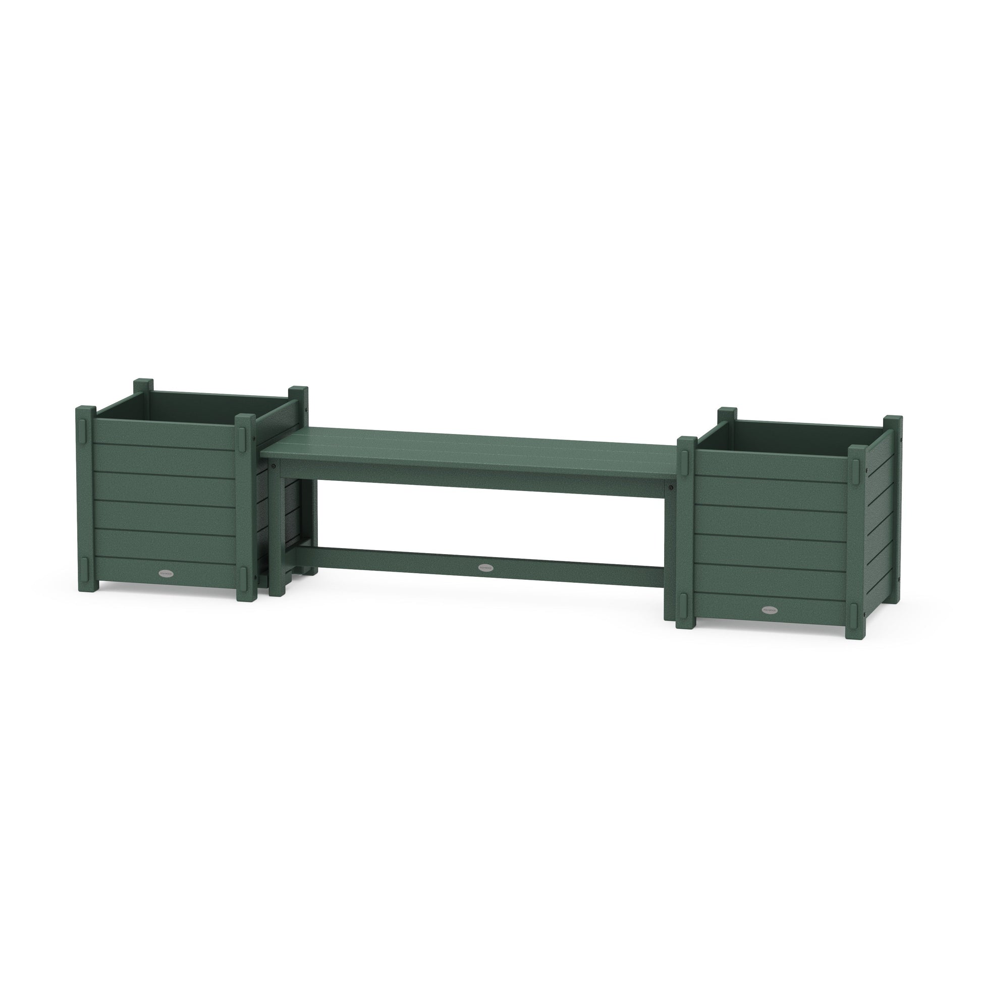POLYWOOD 48" Nautical Straight Planter Bench Set - Large — Green