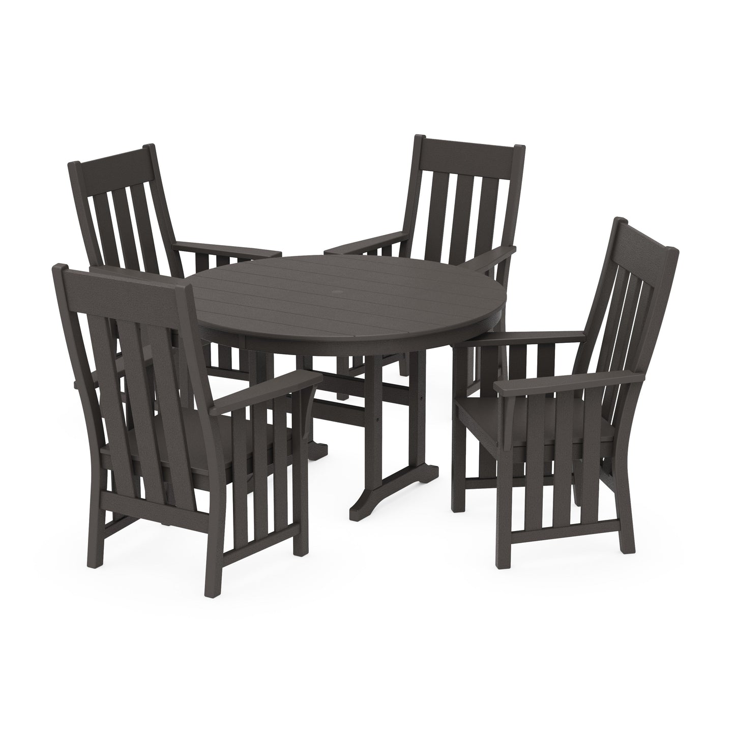 POLYWOOD Acadia 5-Piece Round Farmhouse Dining Set — Vintage Coffee