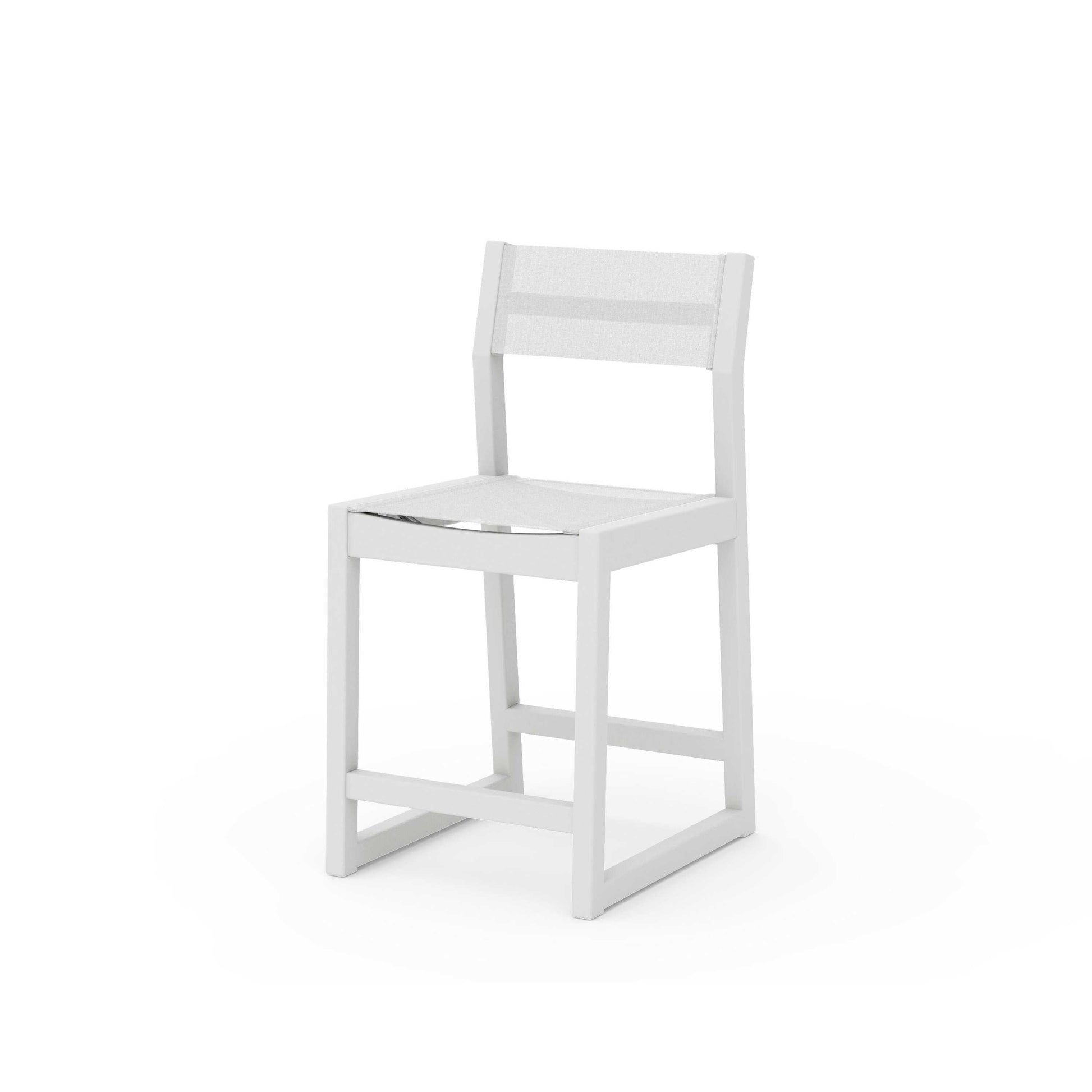 POLYWOOD EDGE Sling Counter Side Chair — Vintage White / White Sling