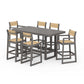 POLYWOOD EDGE Sling 7-Piece Bar Table Set — Driftwood / Dupioni Apricot Sling