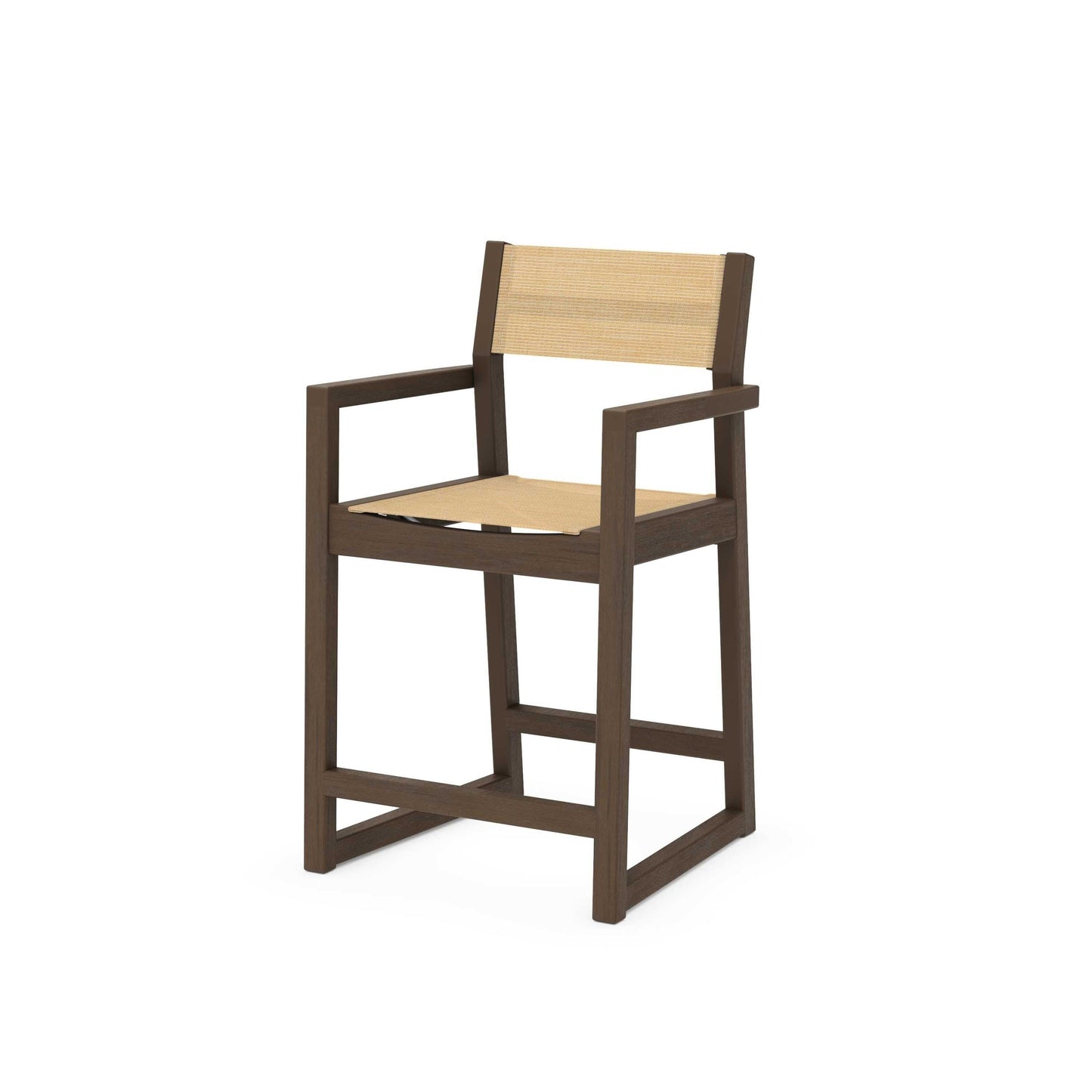 POLYWOOD EDGE Sling Counter Arm Chair — Kona / Dupioni Apricot Sling