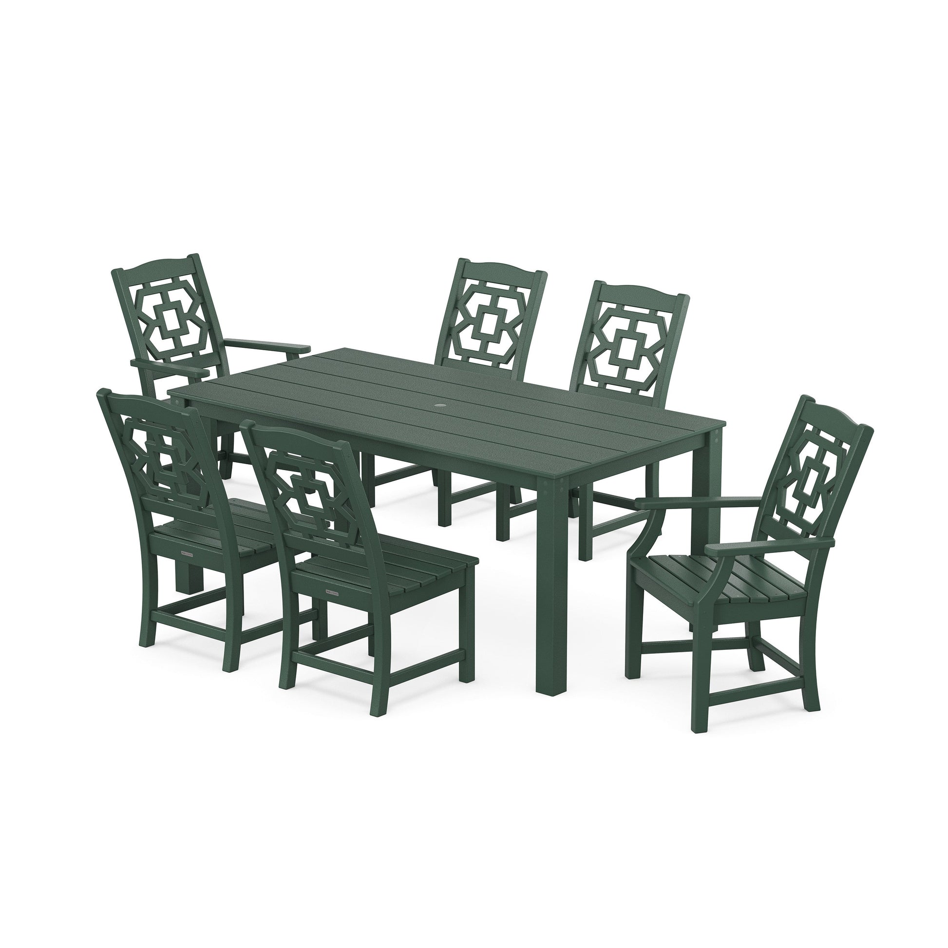 POLYWOOD Chinoiserie 7-Piece Parsons Dining Set — Green