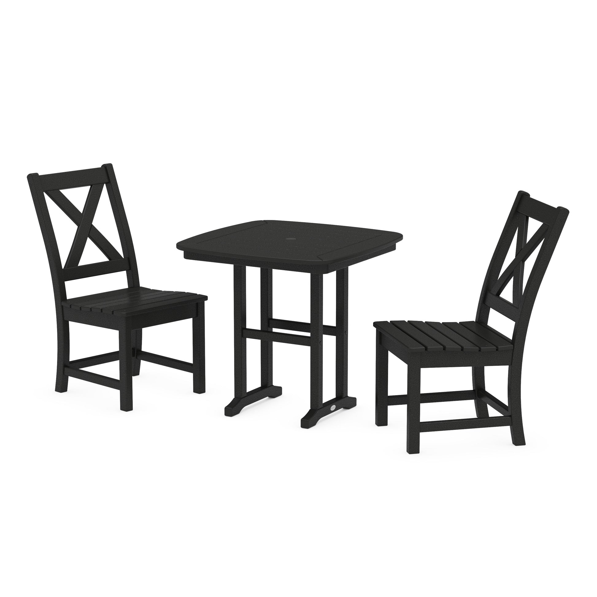 POLYWOOD Braxton Side Chair 3-Piece Dining Set — Black
