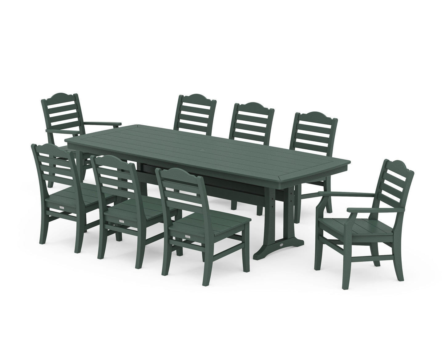 POLYWOOD Savannah 9-Piece Dining Set with Trestle Legs — Green