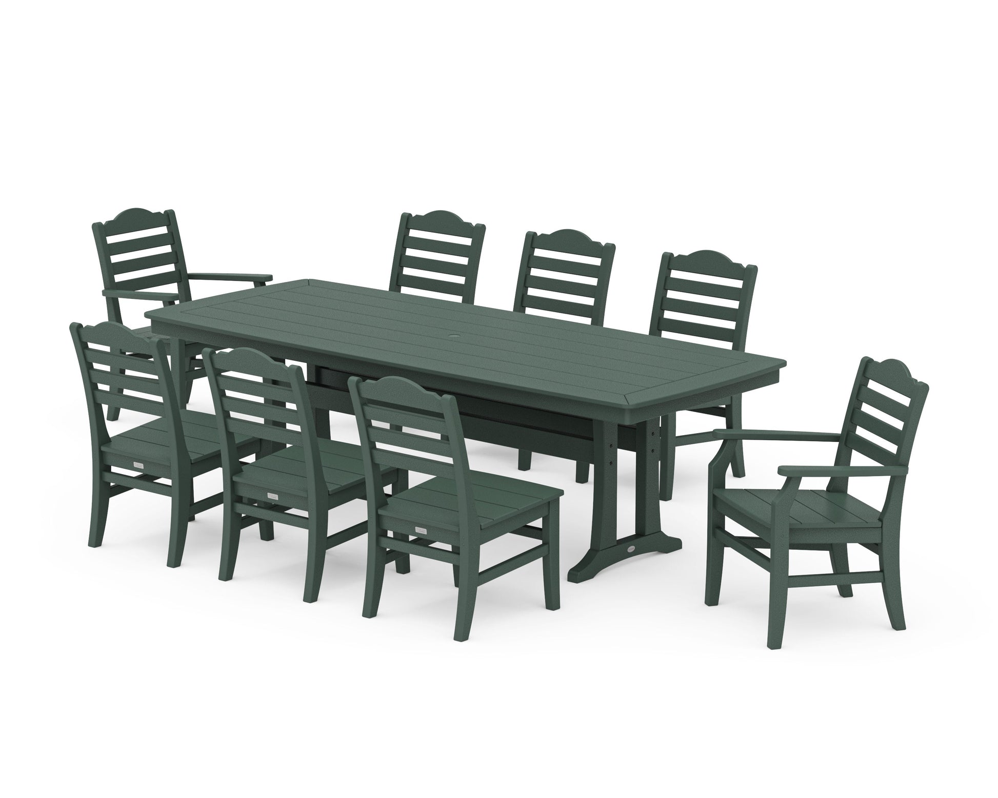 POLYWOOD Savannah 9-Piece Dining Set with Trestle Legs — Green
