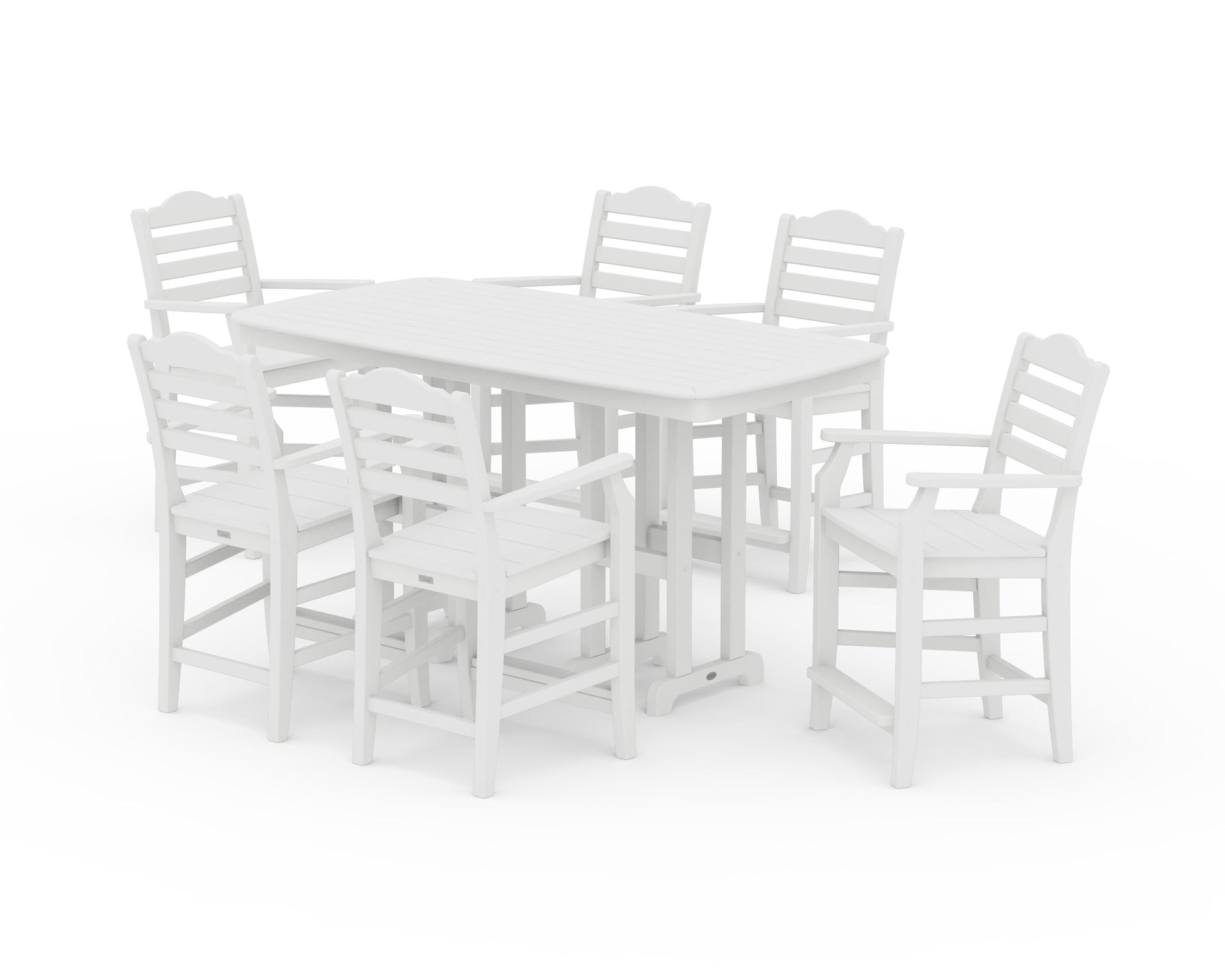POLYWOOD Savannah Arm Chair 7-Piece Counter Set — White