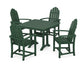 POLYWOOD Classic Adirondack 5-Piece Farmhouse Dining Set With Trestle Legs — Green