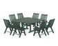POLYWOOD Vineyard Folding Chair 9-Piece Square Dining Set with Trestle Legs — Green