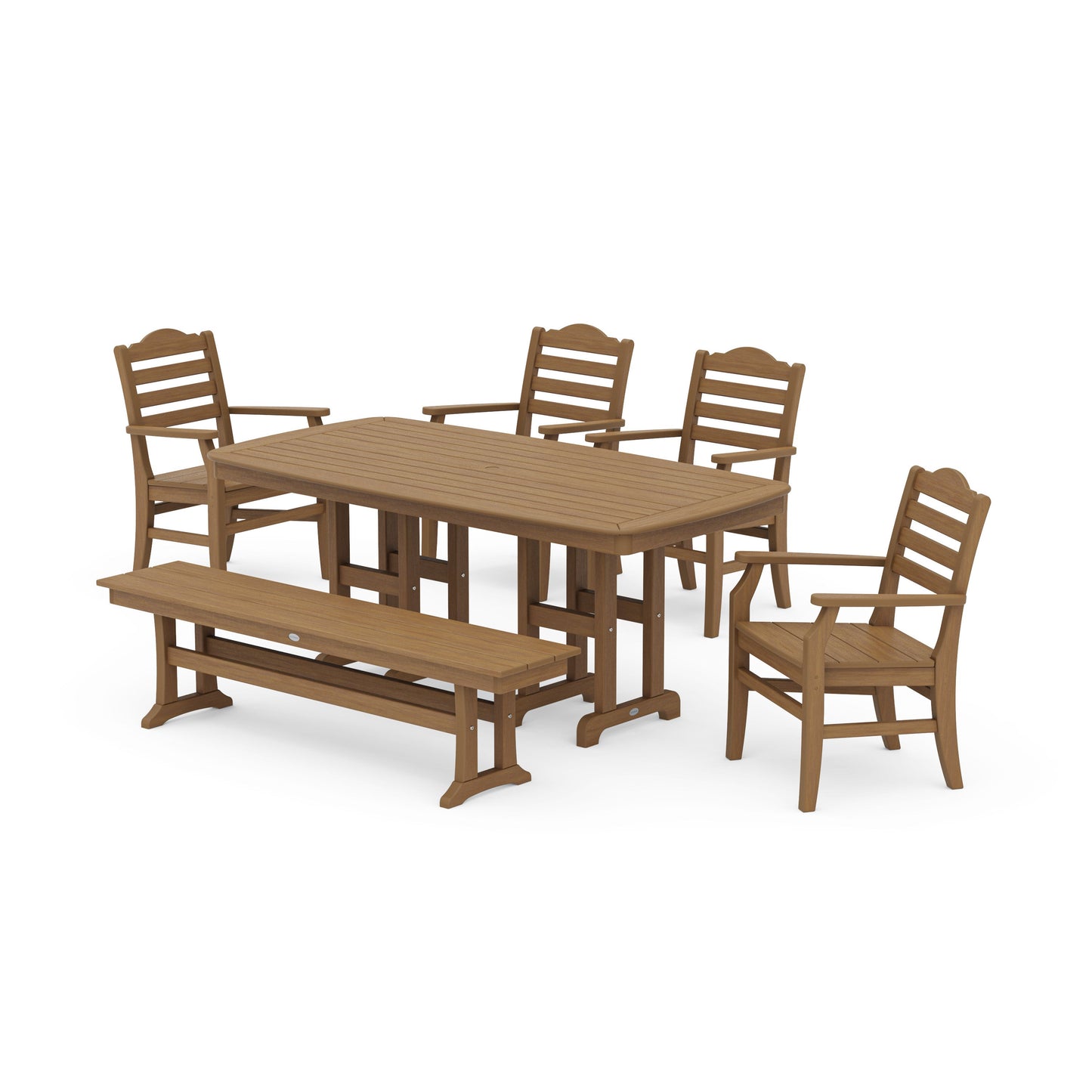 POLYWOOD Savannah 6-Piece Farmhouse Dining Set with Bench — Natural