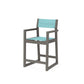 POLYWOOD EDGE Sling Counter Arm Chair — Driftwood / Dupioni Aquamarine Sling