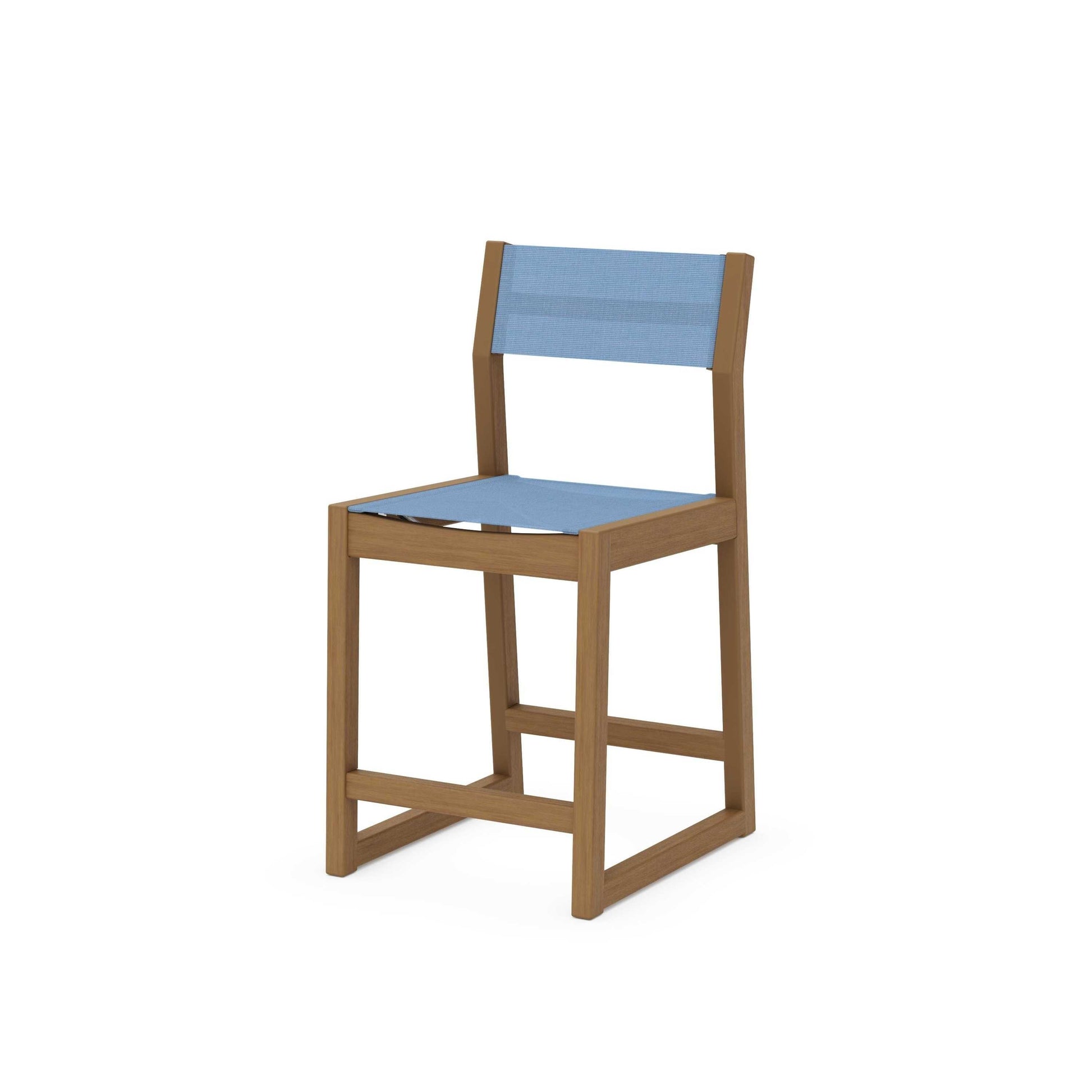 POLYWOOD EDGE Sling Counter Side Chair — Natural / Poolside Sling