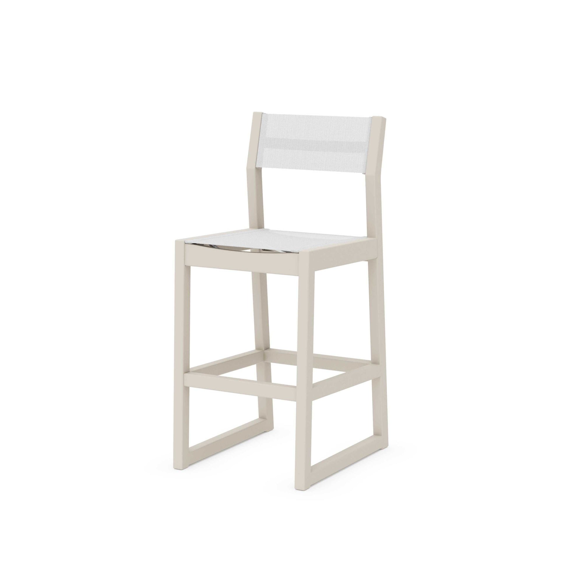 POLYWOOD EDGE Sling Bar Side Chair — Sand / White Sling