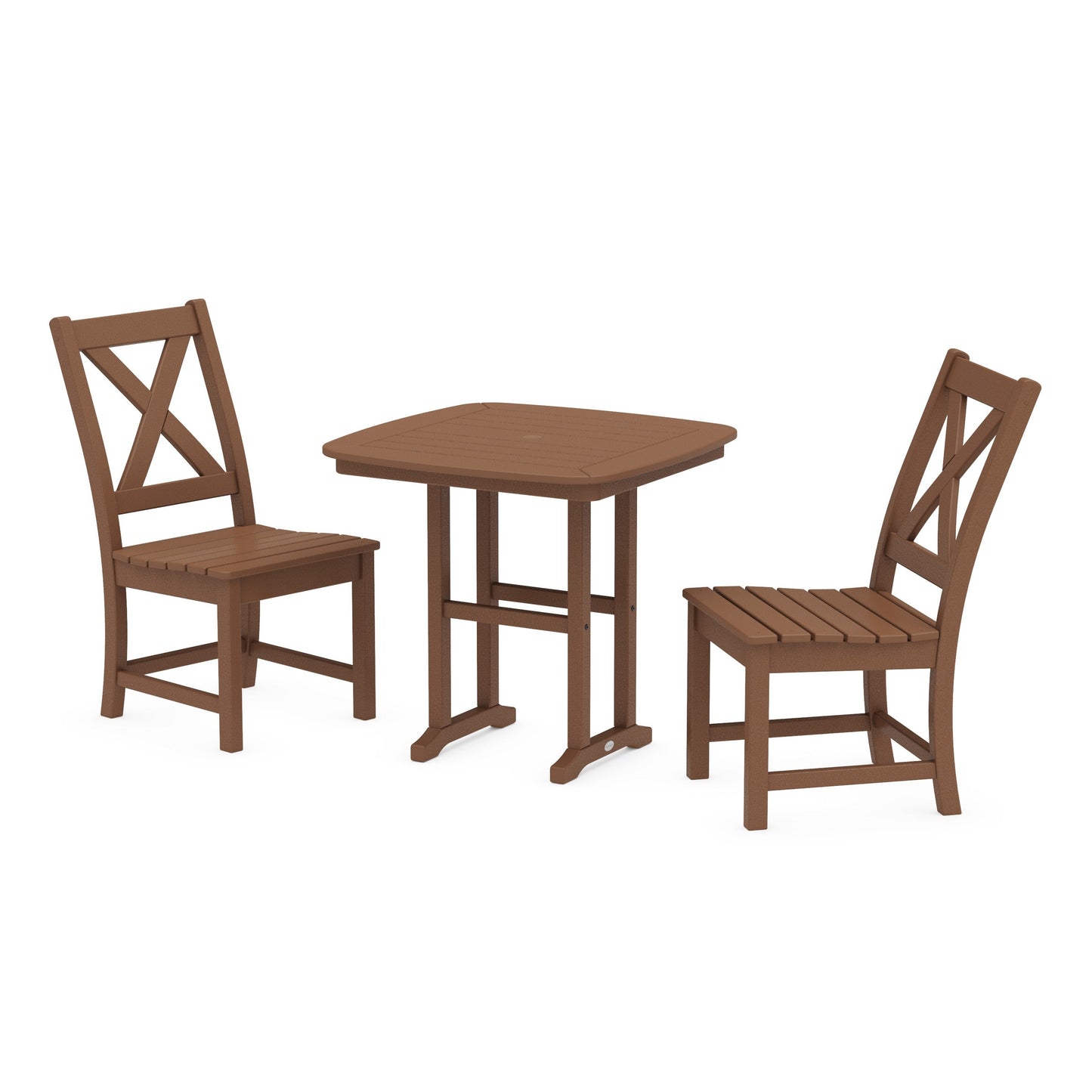 POLYWOOD Braxton Side Chair 3-Piece Dining Set — Teak