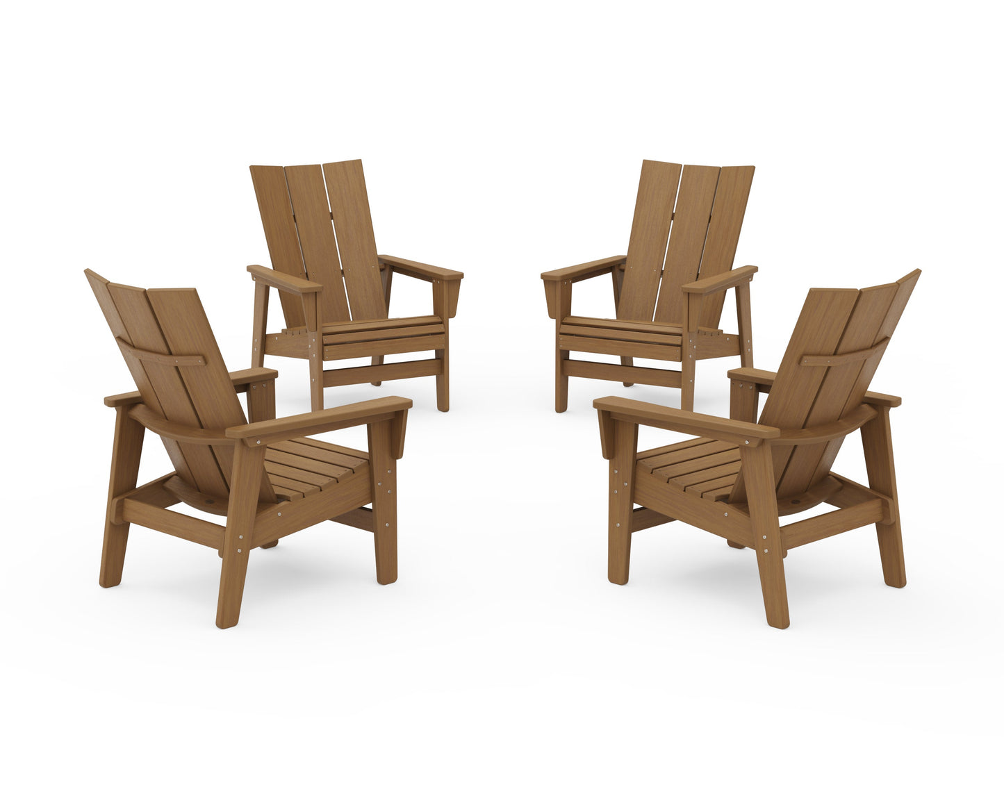 POLYWOOD 4-Piece Modern Grand Upright Adirondack Chair Conversation Set — Natural