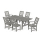 POLYWOOD Chinoiserie 7-Piece Rustic Farmhouse Dining Set — Slate Grey
