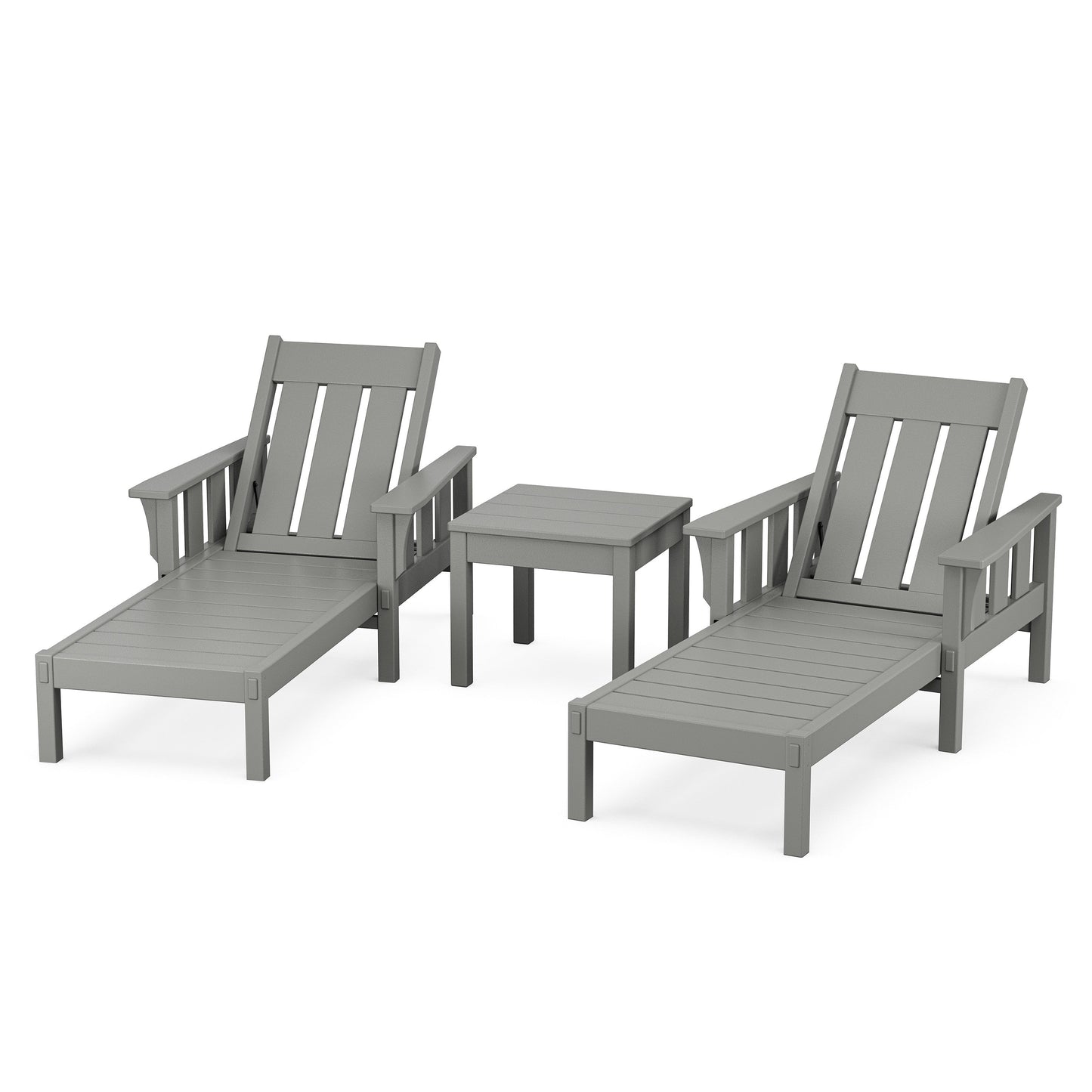 POLYWOOD Acadia 3-Piece Chaise Set — Slate Grey