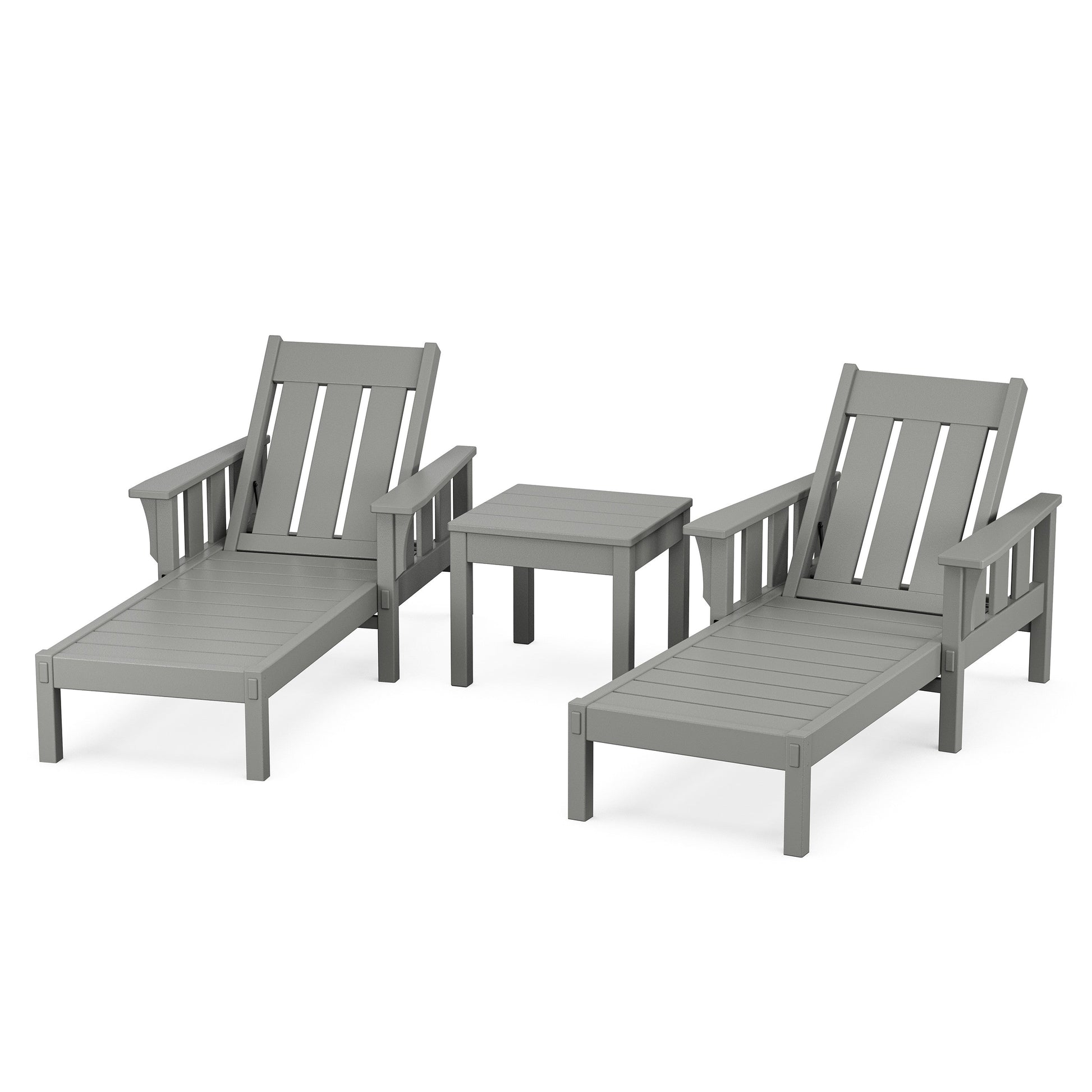 POLYWOOD Acadia 3-Piece Chaise Set — Slate Grey