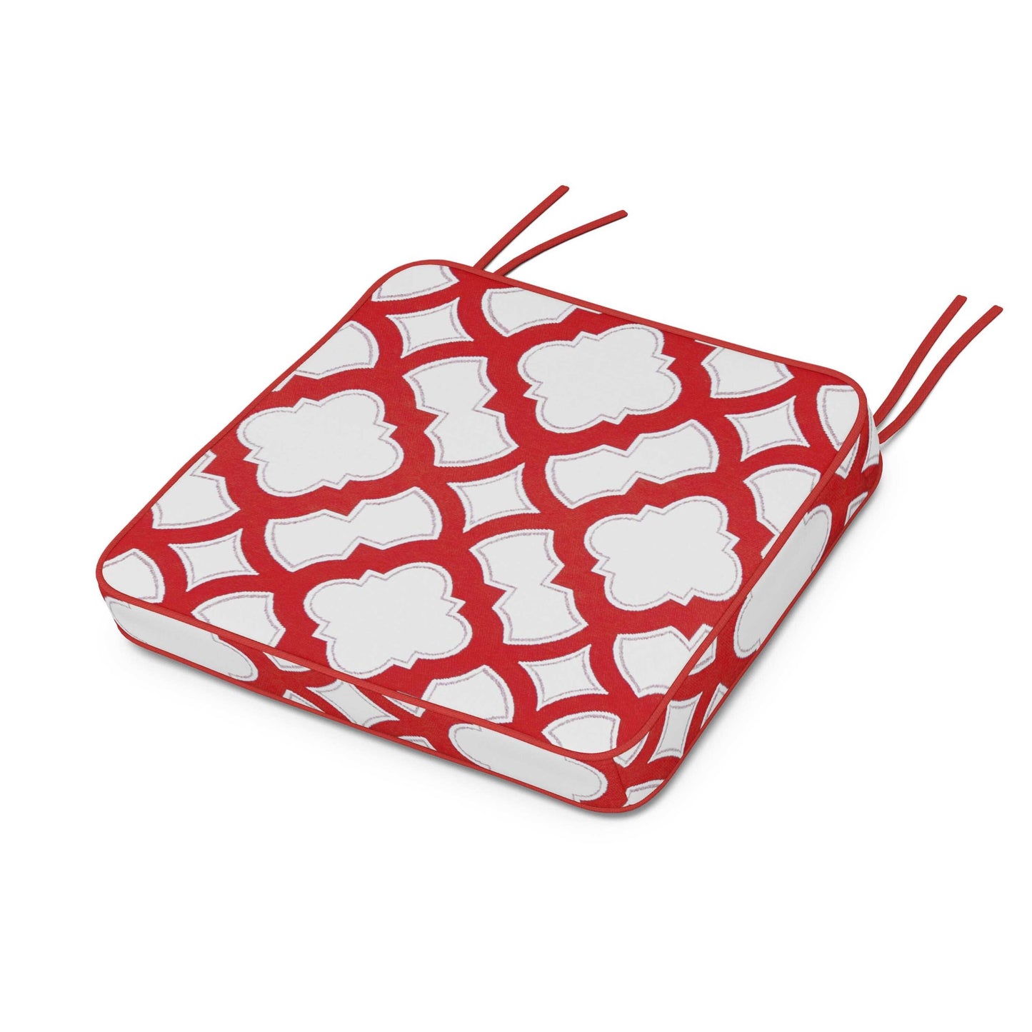 POLYWOOD Chinoiserie Arm Chair Seat Cushion — Trellis Crimson