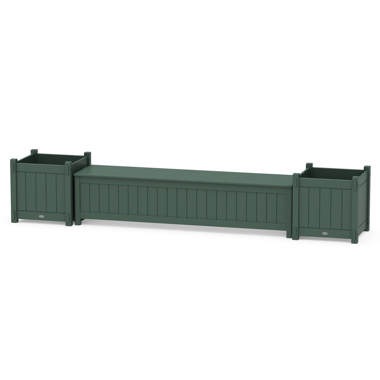 POLYWOOD 72" Vineyard Straight Planter Storage Bench Set- Large — Green